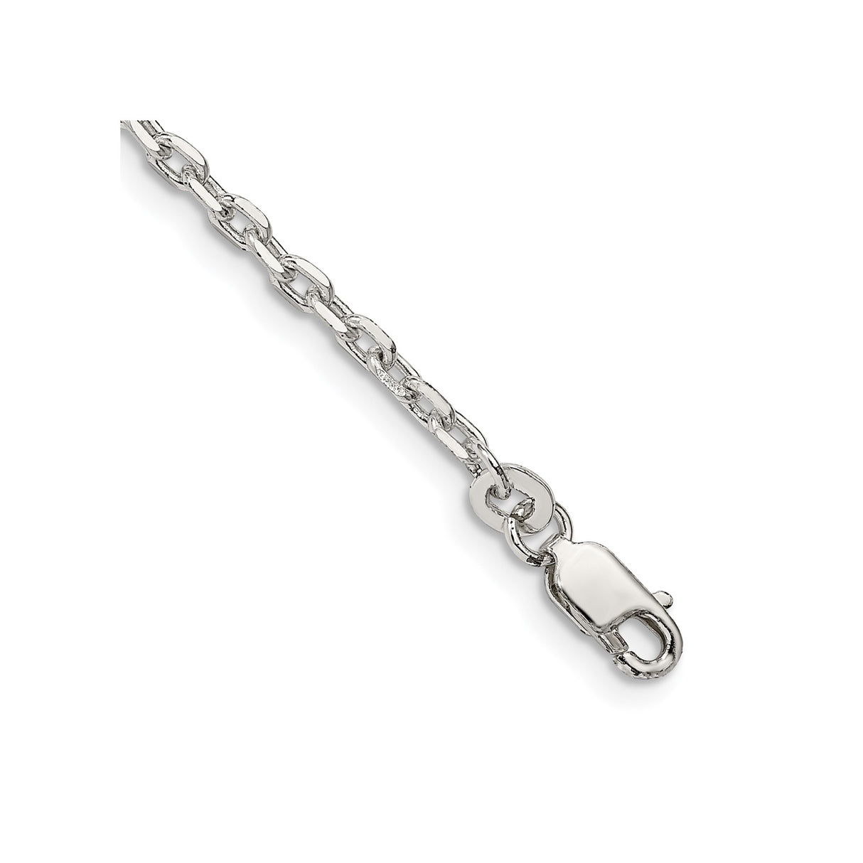 925 White Gold 2.75 mm Polished Chain Bracelet, Solid shown for scale
