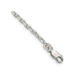 925 White Gold 2.75 mm Polished Chain Bracelet, Solid shown for scale
