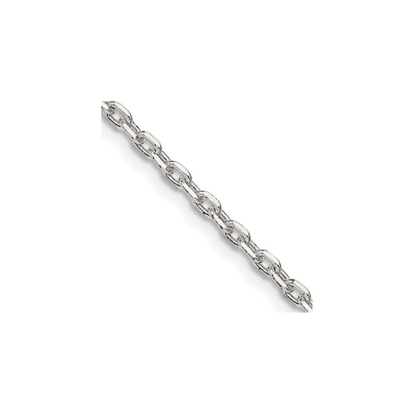 925 White Gold 2.75 mm Polished Chain Necklace, Solid alternate angle