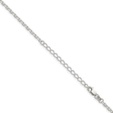 925 White Gold 2.75 mm Polished Chain Necklace, Solid detail view