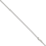 925 White Gold 2.75 mm Polished Chain Necklace, Solid detail view