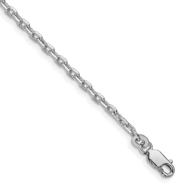 925 White Gold 2.75 mm Polished Chain Bracelet shown for scale