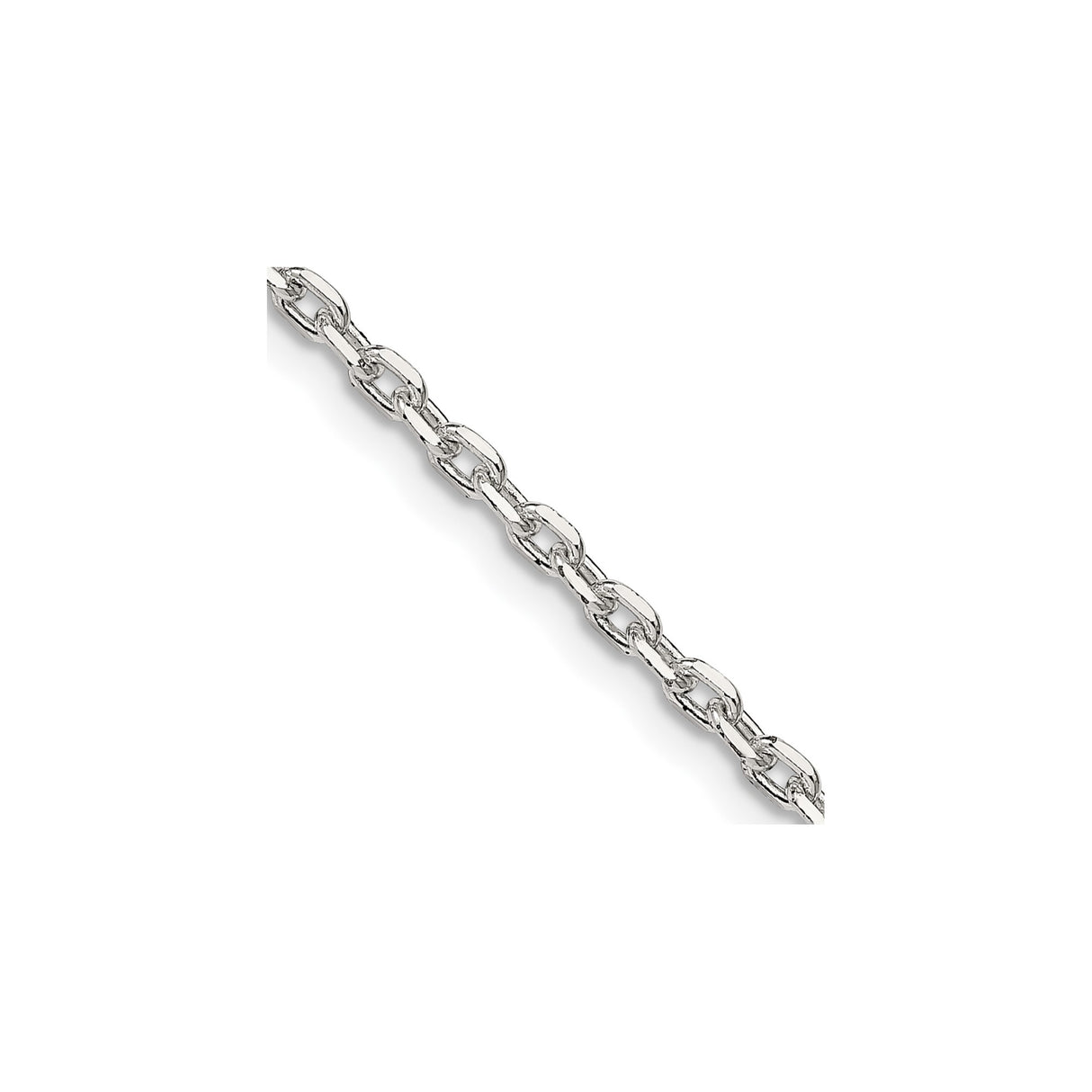 925 White Gold 2.75 mm Polished Chain Necklace, Solid detail view