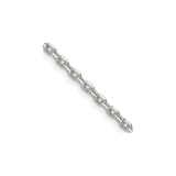 925 White Gold 2.75 mm Polished Chain Necklace, Solid detail view