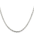925 White Gold 3.25 mm Polished Chain Necklace, Solid