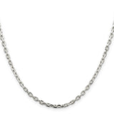 925 White Gold 3.25 mm Polished Chain Necklace, Solid