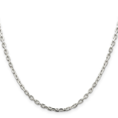 925 White Gold 3.25 mm Polished Chain Necklace, Solid
