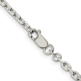 925 White Gold 3.25 mm Polished Chain Necklace, Solid alternate angle