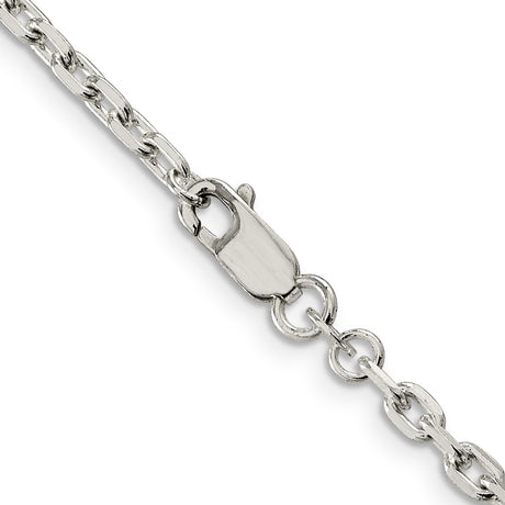 925 White Gold 3.25 mm Polished Chain Necklace, Solid alternate angle