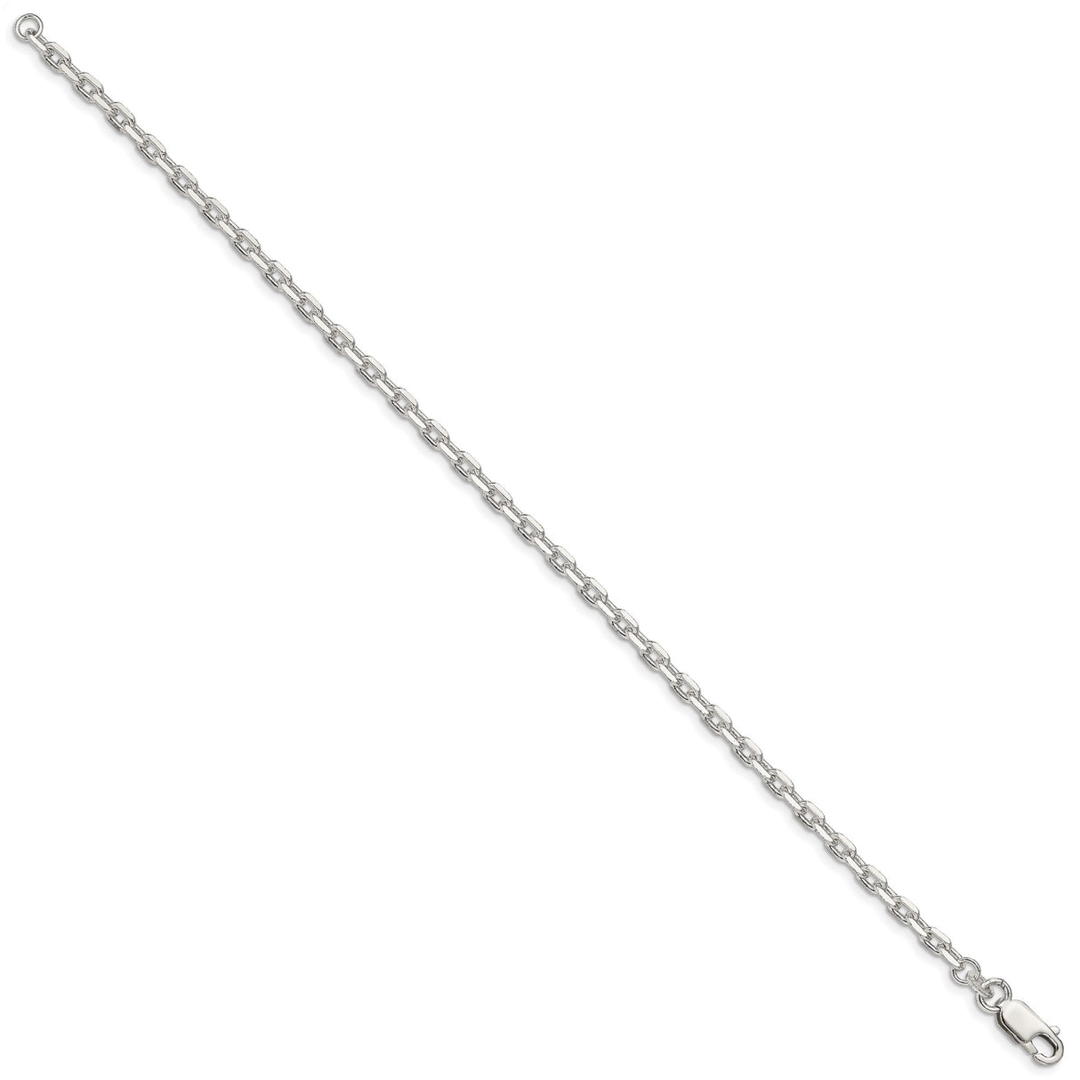 925 White Gold 3.25 mm Polished Chain Bracelet, Solid