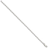 925 White Gold 3.25 mm Polished Chain Bracelet, Solid