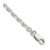 925 White Gold 3.25 mm Polished Chain Bracelet, Solid shown for scale