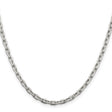 925 White Gold 3.95 mm Polished Chain Necklace, Solid