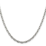 925 White Gold 3.95 mm Polished Chain Necklace, Solid