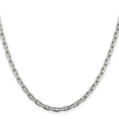925 White Gold 3.95 mm Polished Chain Necklace, Solid