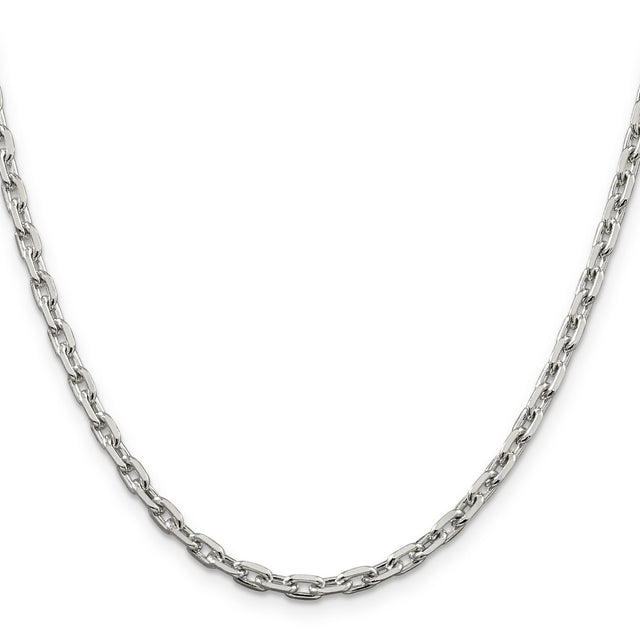 925 White Gold 3.95 mm Polished Chain Necklace, Solid