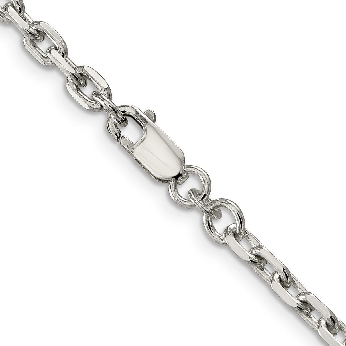 925 White Gold 3.95 mm Polished Chain Necklace, Solid alternate angle