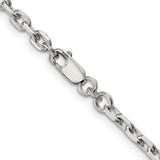925 White Gold 3.95 mm Polished Chain Necklace, Solid alternate angle
