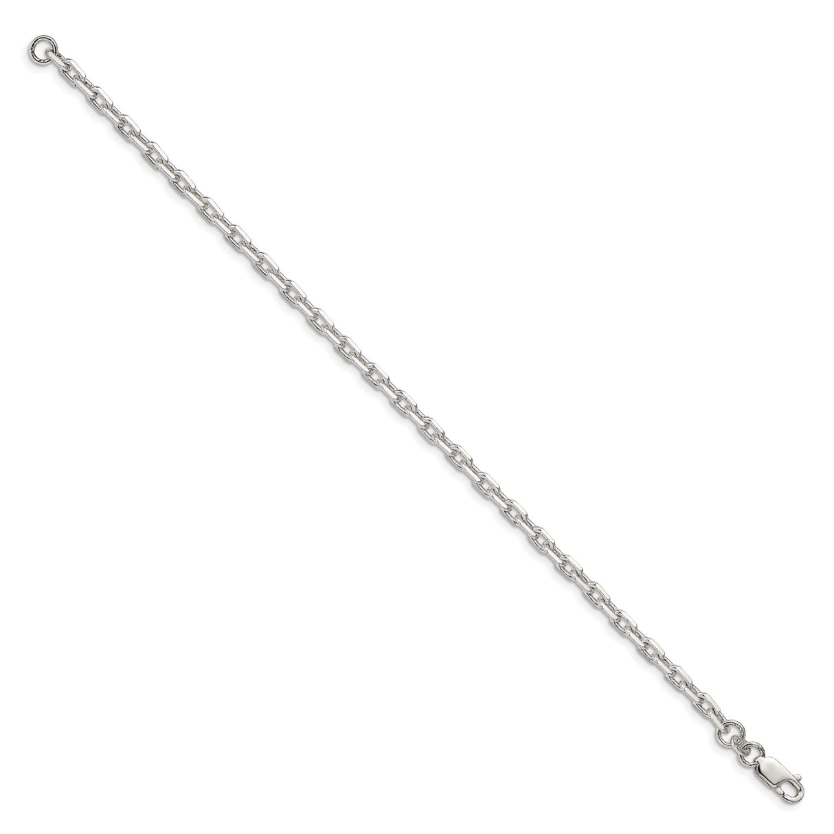 925 White Gold 3.95 mm Polished Chain Bracelet, Solid