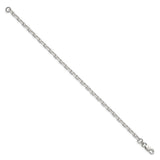 925 White Gold 3.95 mm Polished Chain Bracelet, Solid