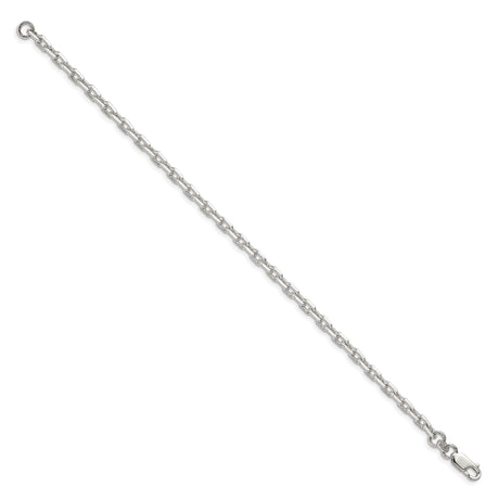 925 White Gold 3.95 mm Polished Chain Bracelet, Solid