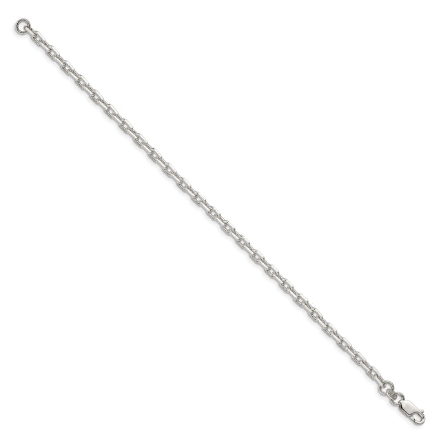 925 White Gold 3.95 mm Polished Chain Bracelet, Solid