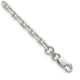 925 White Gold 3.95 mm Polished Chain Bracelet, Solid shown for scale