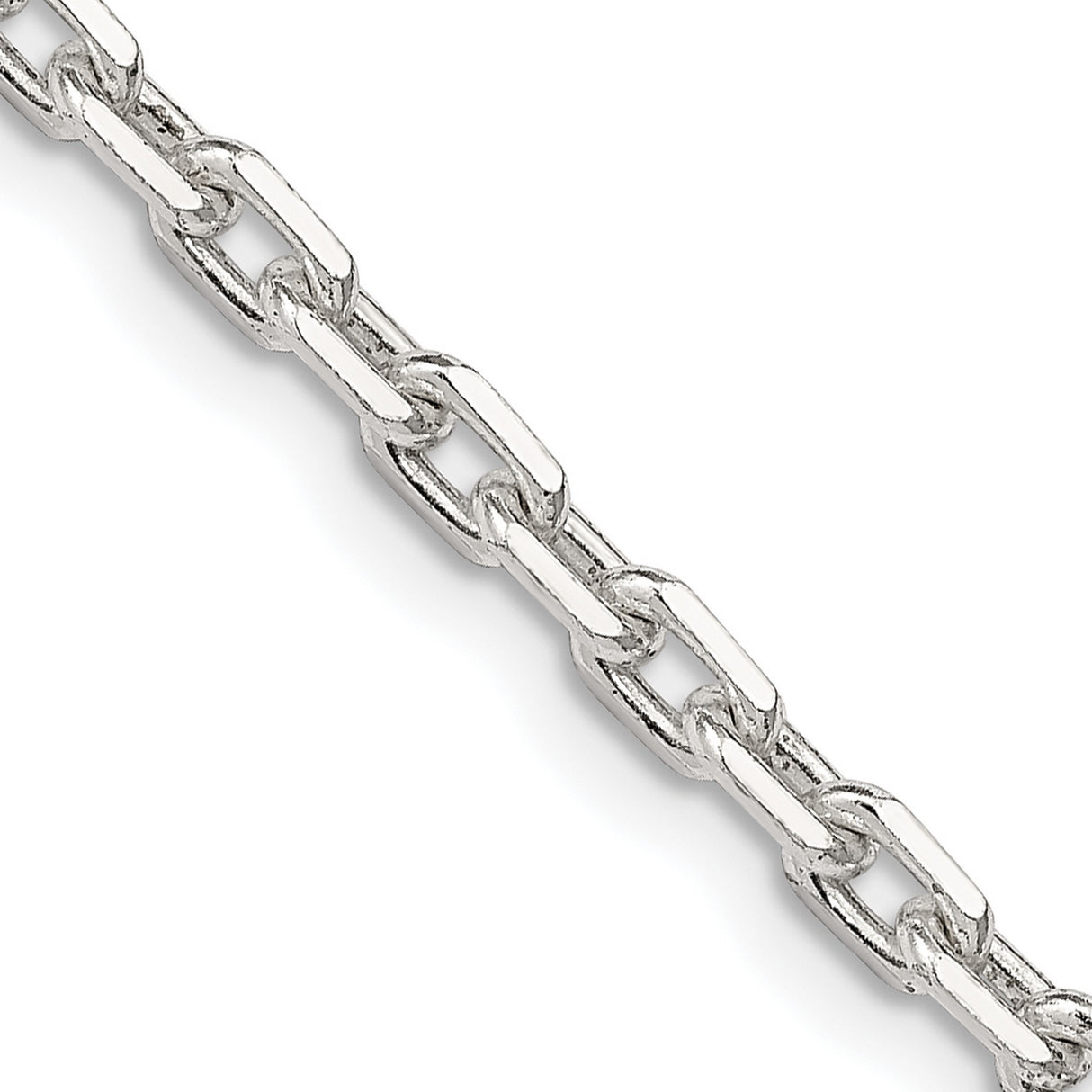925 White Gold 3.95 mm Polished Chain Necklace, Solid detail view