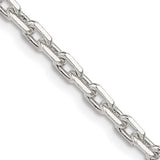 925 White Gold 3.95 mm Polished Chain Necklace, Solid detail view