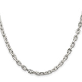 925 White Gold 4.9 mm Polished Chain Necklace, Solid