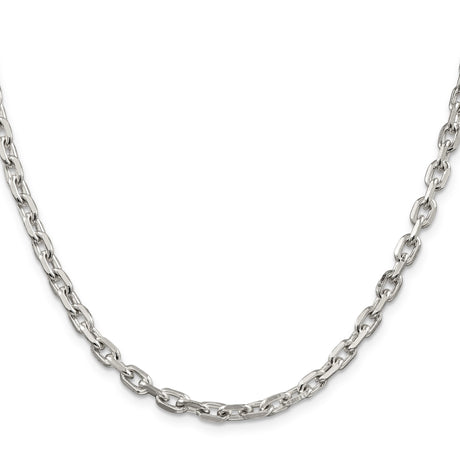 925 White Gold 4.9 mm Polished Chain Necklace, Solid