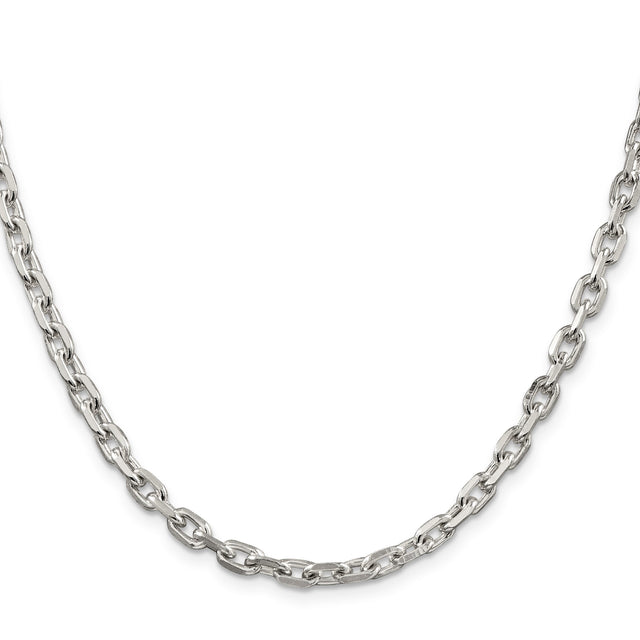 925 White Gold 4.9 mm Polished Chain Necklace, Solid