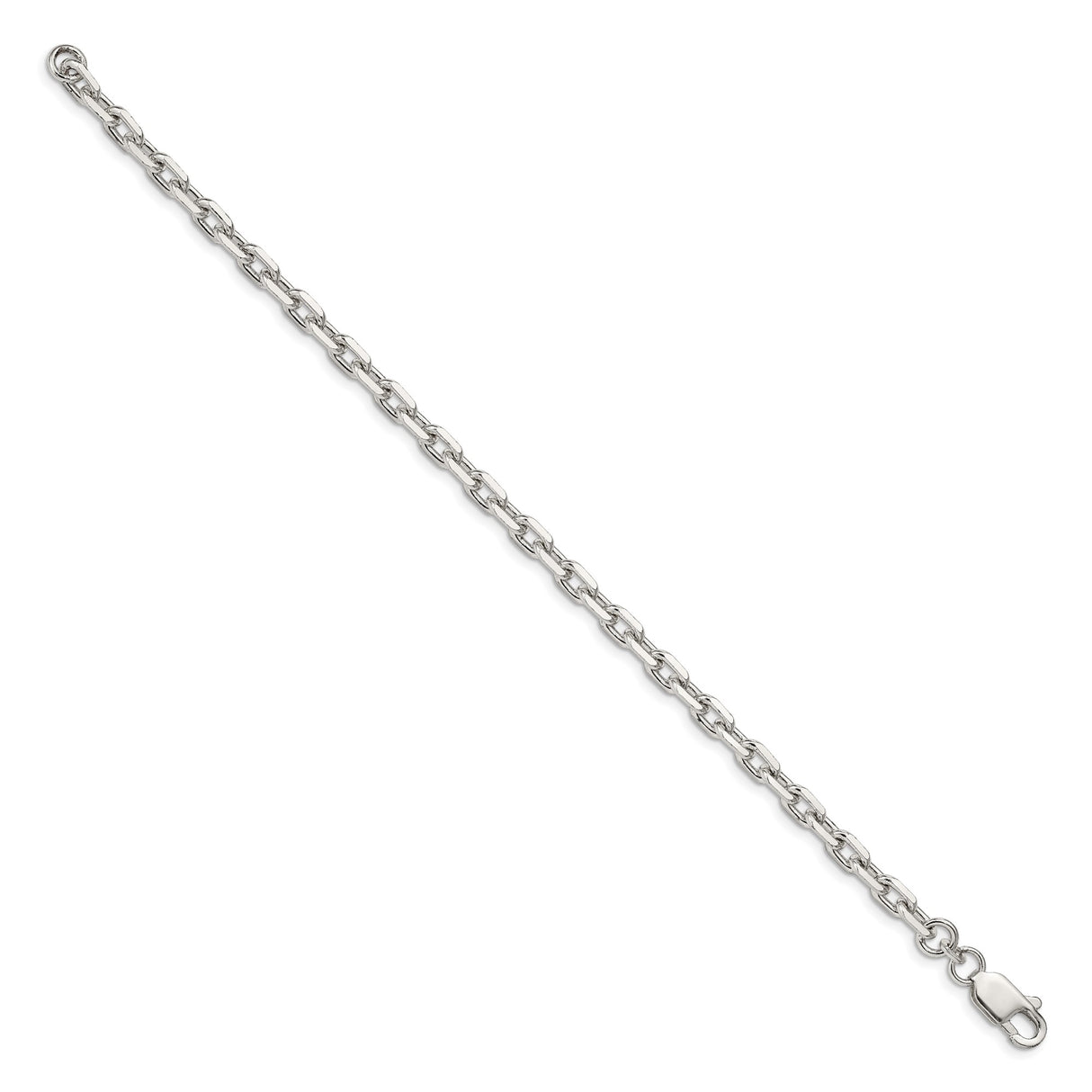 925 White Gold 4.9 mm Polished Chain Bracelet, Solid