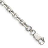 925 White Gold 4.9 mm Polished Chain Bracelet, Solid shown for scale