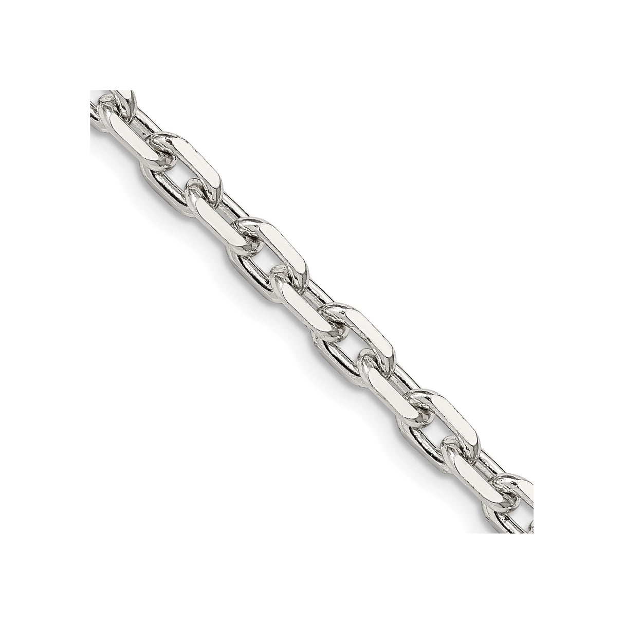 925 White Gold 4.9 mm Polished Chain Necklace, Solid detail view