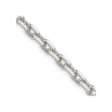 925 White Gold 4.9 mm Polished Chain Necklace, Solid detail view