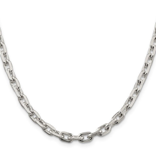 925 White Gold 5.4 mm Polished Chain Necklace, Solid