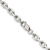 925 White Gold 5.4 mm Polished Chain Necklace, Solid alternate angle
