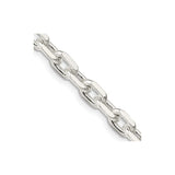 925 White Gold 5.4 mm Polished Chain Necklace, Solid detail view