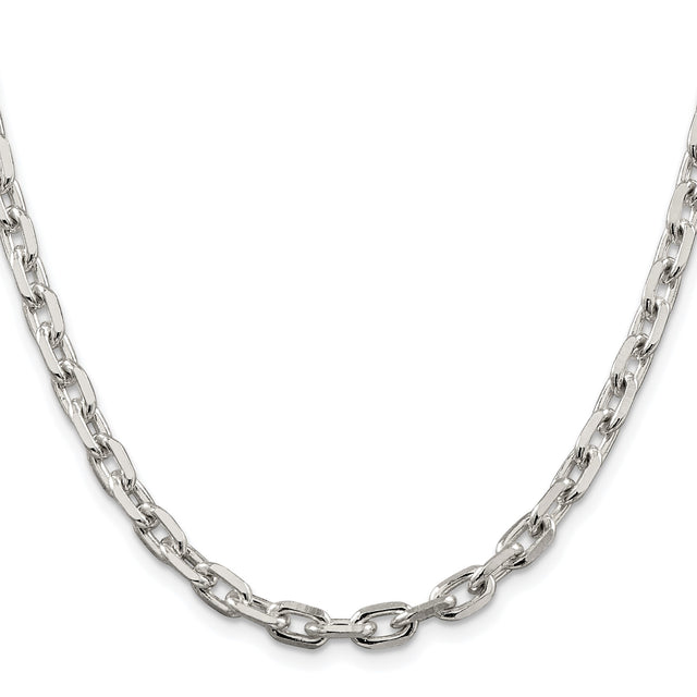 925 White Gold 5.4 mm Polished Chain Necklace