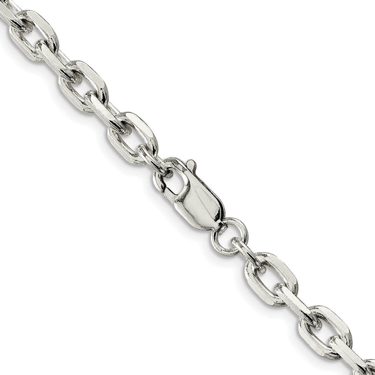 925 White Gold 5.4 mm Polished Chain Necklace alternate angle