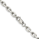 925 White Gold 5.4 mm Polished Chain Necklace alternate angle