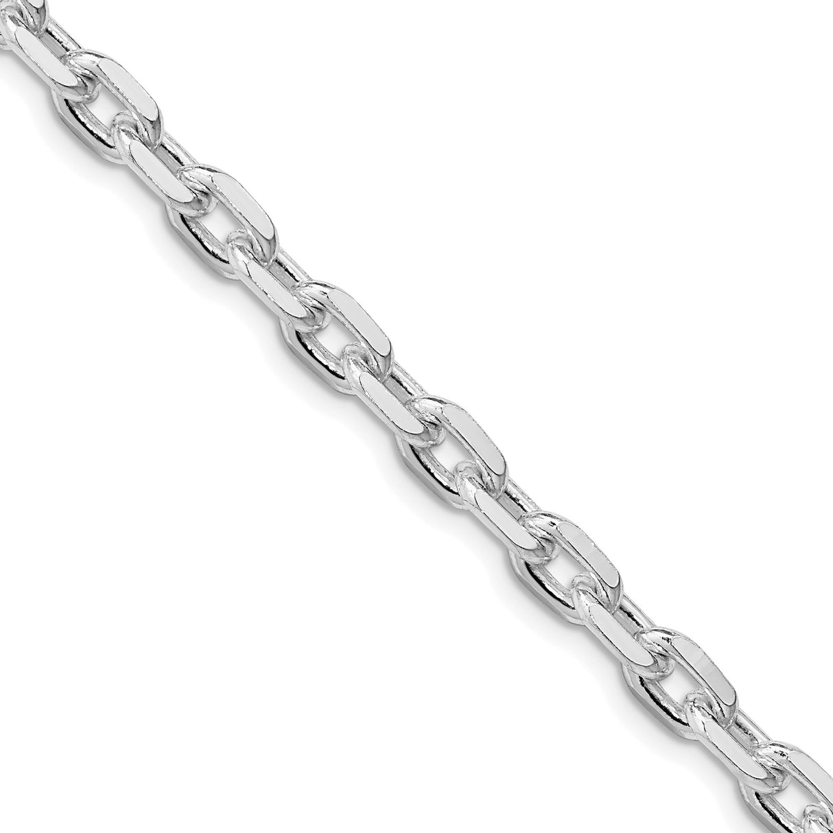 925 White Gold 5.4 mm Polished Chain Necklace detail view