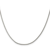 925 White Gold 1.5 mm Curb Chain Necklace, Polished