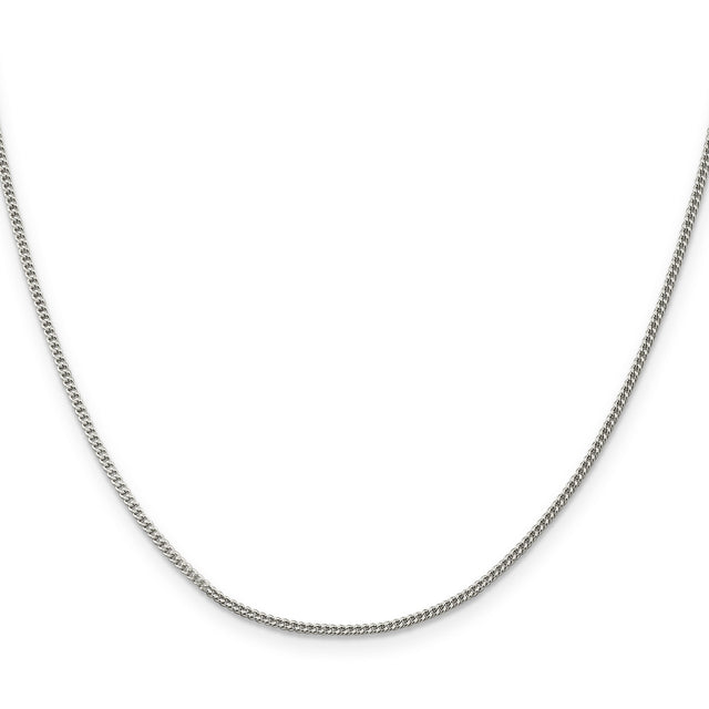 925 White Gold 1.5 mm Curb Chain Necklace, Polished