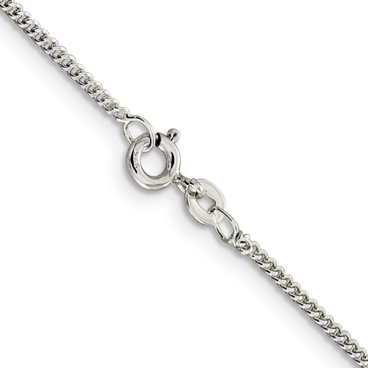 925 White Gold 1.5 mm Curb Chain Necklace, Polished alternate angle