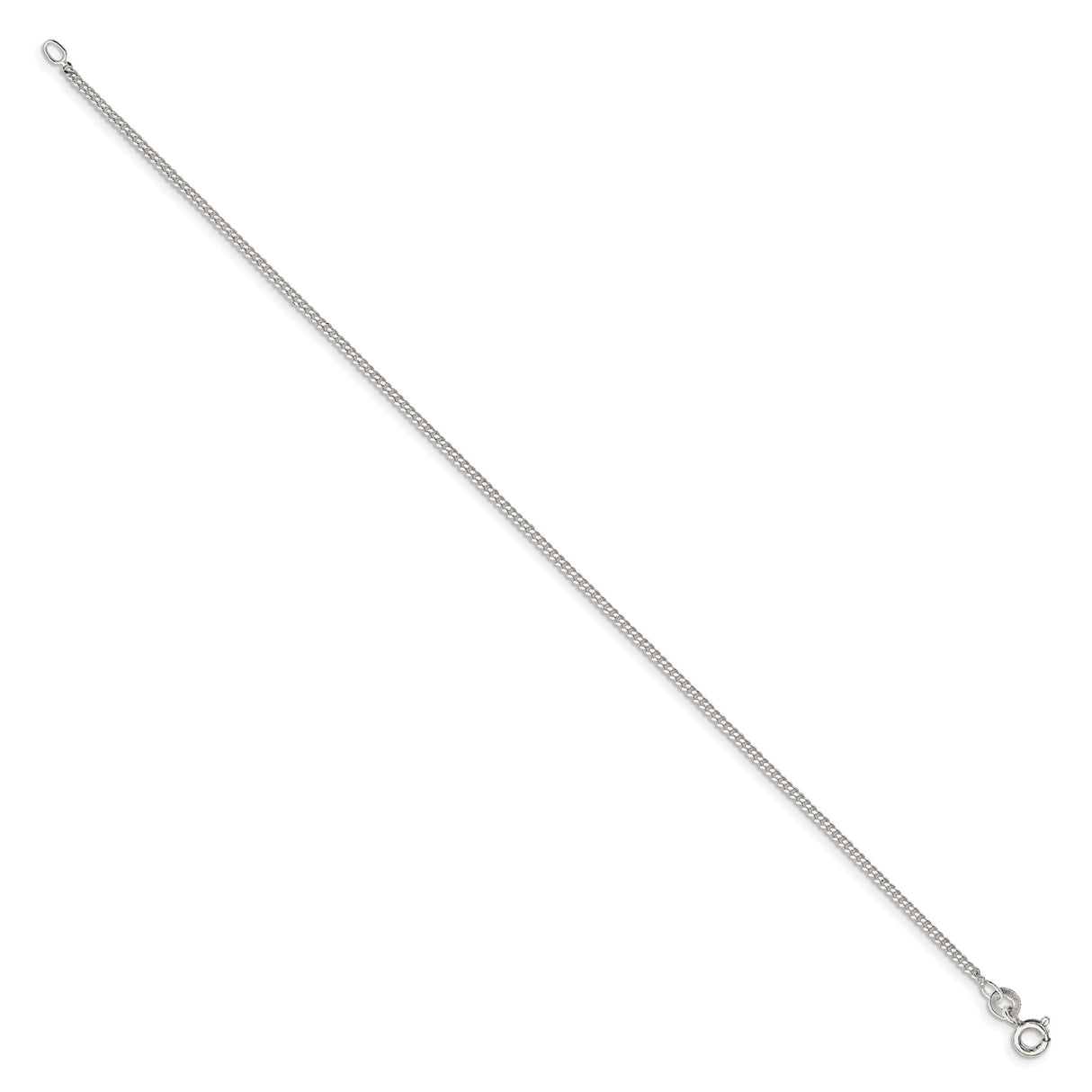 925 White Gold 1.5 mm Curb Chain Bracelet, Polished