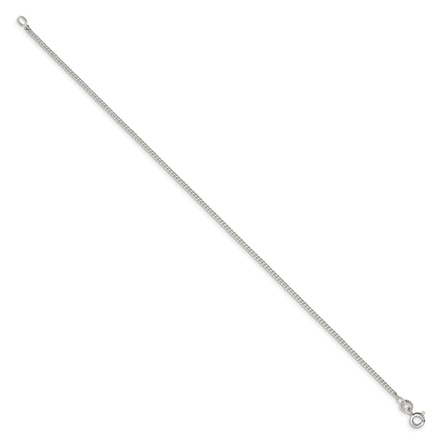 925 White Gold 1.5 mm Curb Chain Bracelet, Polished
