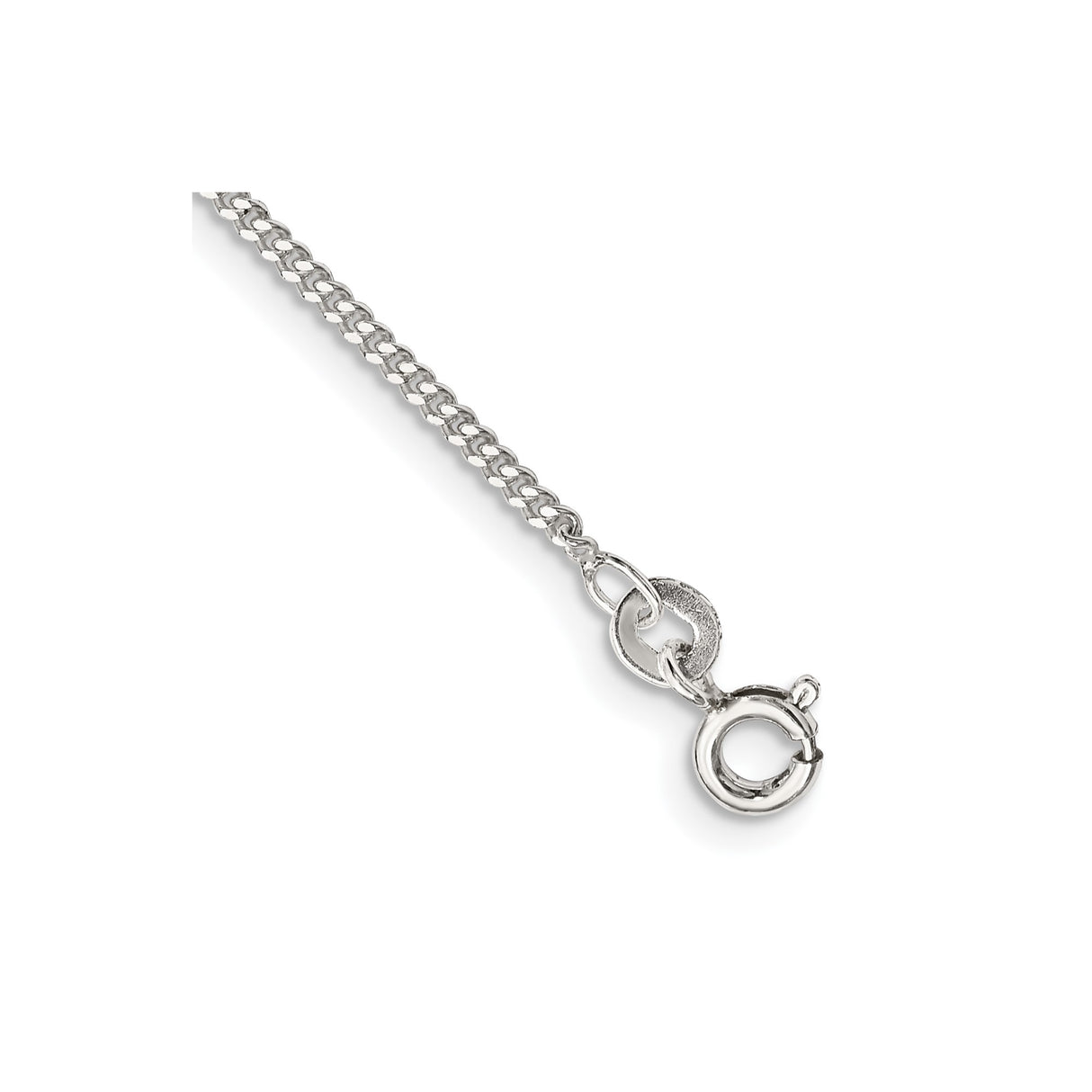 925 White Gold 1.5 mm Curb Chain Bracelet, Polished shown for scale
