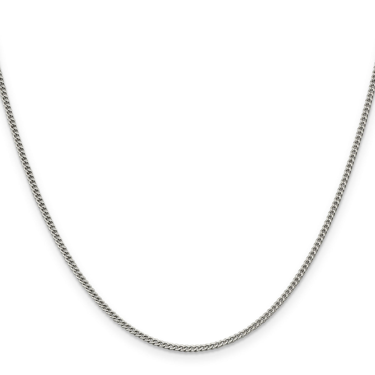 925 White Gold 1.75 mm Curb Chain Necklace, Polished